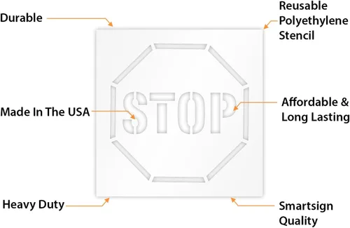 Vista 5 de SmartSign Plantilla reutilizable de 24 x 24 pulgadas en letras negritas con borde octogonal de 18 pulgadas, plástico de 63 mil, fácil de lavar