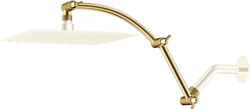Vista 9 de Brazo de Extensión de Cabezal de Ducha Hibbent, Extensión Ajustable de Latón Sólido de 16" con Junta de Bloqueo, Estándar 1/2", Eleva o Baja