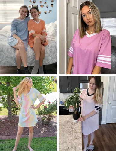 Vista 2 de Ekouaer Camisón de manga corta para mujer