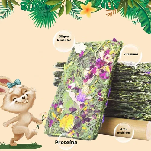 Vista 8 de Hamiledyi Juguetes masticables de conejo, 15 piezas de chips de heno Timothy naturales para masticar, juguetes de enriquecimiento con aroma floral a