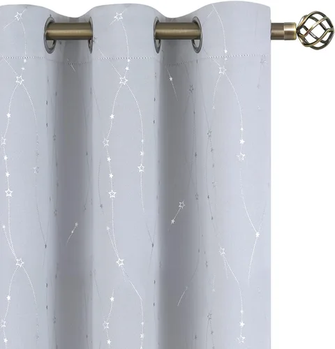 Vista 127 de BGment Cortinas opacas para dormitorio infantil, con aislamiento térmico, con ojales, estampado de estrellas plateadas, cortinas para oscurecer