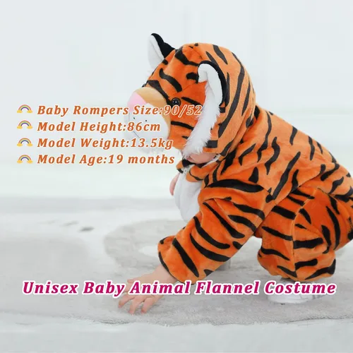 Vista 6 de TONWHAR Disfraz unisex de animal para bebé, mameluco con capucha de invierno para niños y niños pequeños