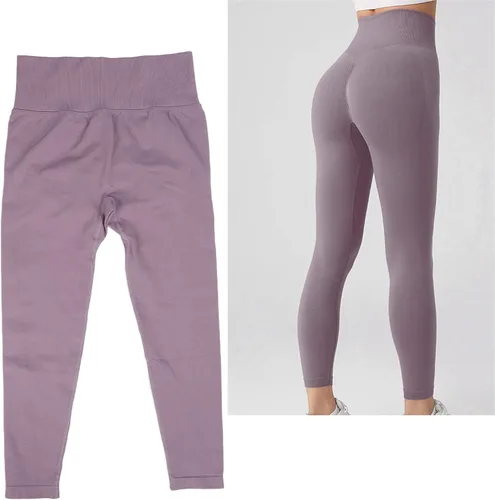 Vista 2 de Women High Waisted Yoga Pants, Butt Lifting Elastic Sports Leggings with Fast Drying, Perfect Fitting, for Gym, Running, Yoga, Purple