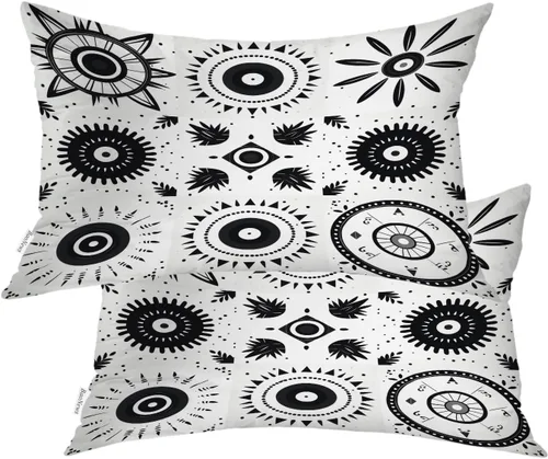 Vista 20 de Geometric Patterns Throw Pillow Covers, Black and White Designs Cushion Cases Digital Blended Hidden Zipperl Decorative Pillow Covers Square 16X16
