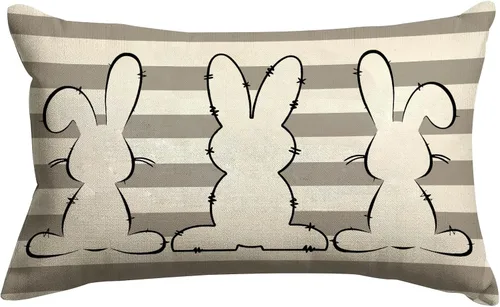Vista 16 de GOOESING Fundas de almohada de Pascua de 12 x 20 pulgadas, funda de cojín de lino para sofá, decoración del hogar