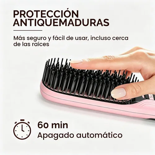 Vista 5 de Cepillo alisador de pelo de vapor, peine calentado iónico para cabello