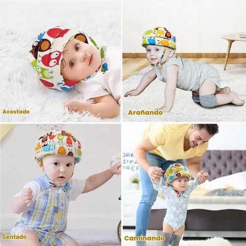 Vista 5 de Casco de seguridad para bebés pequeños, cojín ajustable, transpirable, sombrero de protección para bebés