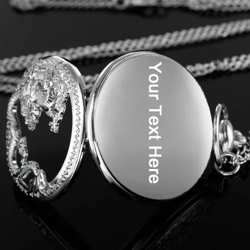 Vista 4 de Dragon Quartz Pocket Watches for Men Roman Numerals Pocket Watch with Chain Cus-CF18-plata