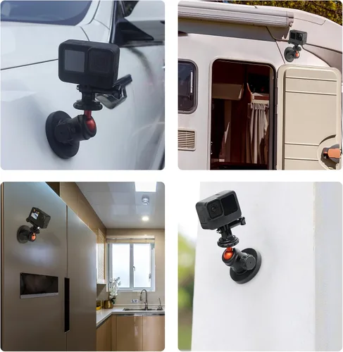 Vista 7 de UURIG BH07 - Soporte magnético para cámara con cabezal de bola de 360°, soporte de base de montaje magnético con rosca de 1/4"-20 para GoPro