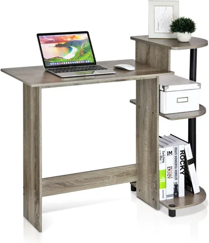 Vista 12 de Furinno EFFICIENT - Escritorio para juegos de 28.6 pulgadas de ancho con 3 estantes laterales abiertos, escritorio para computadora portátil
