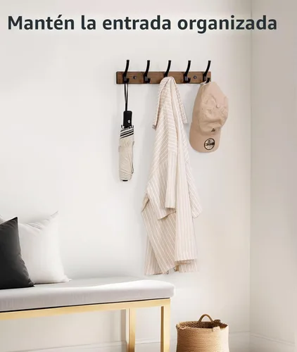 Vista 5 de Optish Perchero para colgar en la pared, ganchos de madera de 16.5 pulgadas, ganchos de pared para colgar, perchero para colgar sombreros, bolsos
