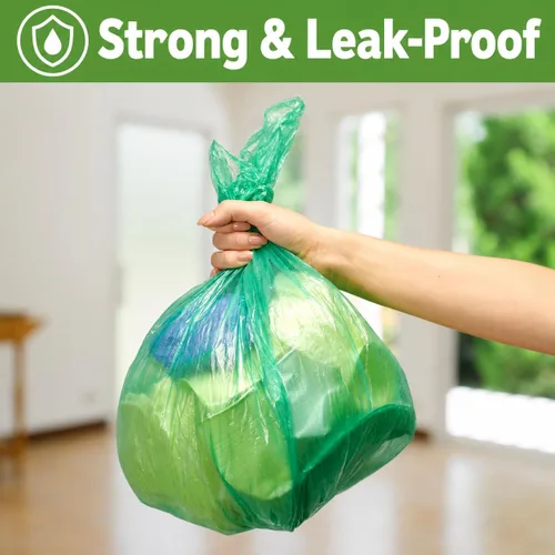 Vista 2 de Bolsas de basura pequeñas de 1.2 galones (440 unidades) Mini bolsas de basura verdes de 5 litros, forros para cubos de basura pequeños, bolsas