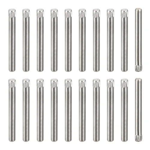 Vista 24 de uxcell Pasadores de acero inoxidable 304 de 0.05 x 0.236 pulgadas, 20 pines de cabeza moleteada con extremo biselado plano, clavijas de madera