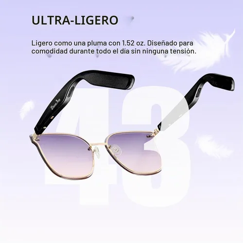Vista 4 de Gafas Inteligentes para Mujeres IPX7 Impermeables Gafas AI con Traductor 150+ Idiomas Gafas Bluetooth con Altavoz, Auriculares de Oído Abierto