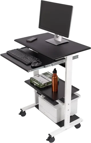 Vista 8 de Estación de trabajo con soporte de altura ajustable móvil, Negro y negro