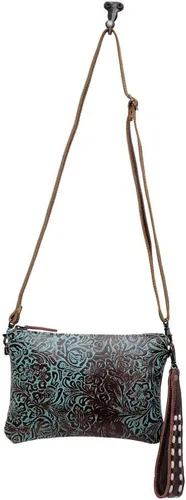 Vista 4 de Bolso de hombro de cuero occidental para mujer - Bolsa de lona reciclada, Berilo Floral
