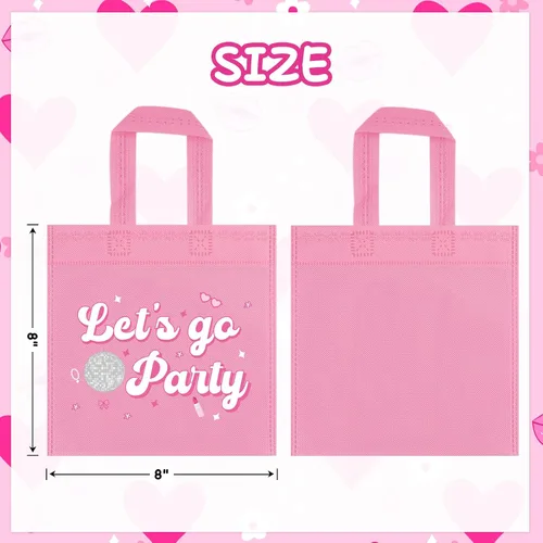 Vista 3 de FHzytg 20 bolsas de regalo de fiesta rosa para niñas, bolsas de dulces de princesa rosa intenso, bolsas de regalo, bolsas de regalo para fiestas