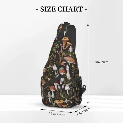 Vista 3 de Mochila cruzada de hongos para mujeres y hombres, bolsa de pecho para senderismo, camping, ciclismo, viajes, senderismo, ciclismo, Diseño de hongo