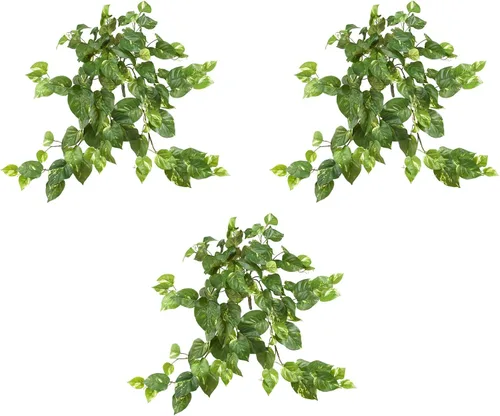 Vista 4 de Nearly Natural Plantas colgantes Pothos de 30 pulgadas, juego de tres (3) arbustos falsos para decoración de interiores del hogar, enredaderas