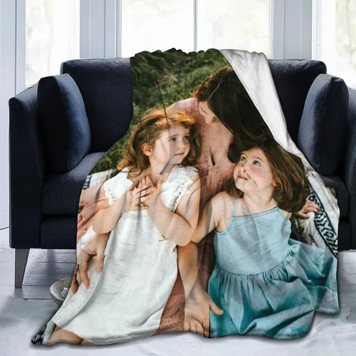 Vista 3 de Manta personalizada con imagen, mantas personalizadas con fotos, regalos personalizables para parejas, cumpleaños, aniversario de boda, 1 foto, 50 x