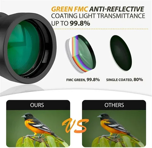 Vista 4 de Prismáticos de 12 x 42 para adultos, prismáticos HD de día y noche con lente BAK4 Prisma FMC para caza, observación de aves, concierto, etc. IPX7