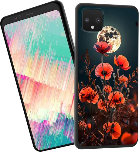 Vista 63 de Funda delgada para Google Pixel 4 XL, funda delgada de silicona de TPU suave a prueba de golpes para Google Pixel 4 XL, gato negro luna estrellada