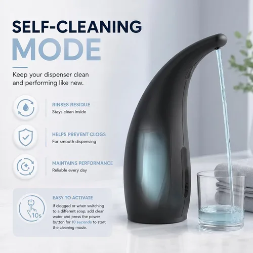 Vista 6 de Dispensador automático de jabón líquido, 4 niveles, 10oz Recargable - negro