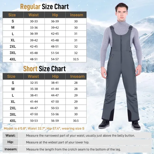 Vista 3 de Sportneer Pantalones de nieve para hombre, overoles aislados para la nieve que te mantienen caliente y seco para snowboard y esquí