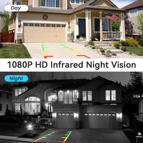 Vista 3 de FEISIKE Cámara de respaldo, visión nocturna IR 1080P con monitor, cámara de visión trasera plug-play fácil de instalar, gran angular de 150 grados