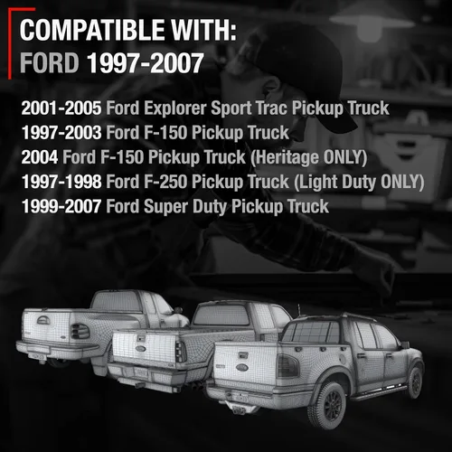 Vista 4 de T1A Reemplazo del conjunto de la manija del portón trasero – Compatible con modelos Ford F-250, F-350, F-450, F-550 Super Duty 1997-2007 – Negro