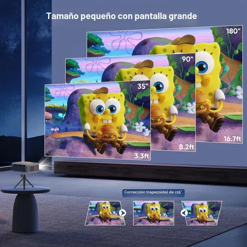Vista 5 de [Usado] PANSEBA Mini proyector, proyector HD 1080P actualizado 2025, proyector portátil con Bluetooth, proyector de películas compatible