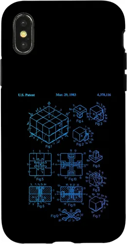 Vista 5 de Carcasa de matemáticas retro para iPhone 16 de cubo de rompecabezas competitivo Rubik Patent Speed Cubing