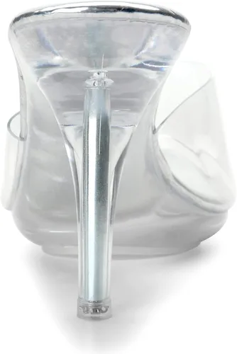 Vista 5 de NBUUNBU Tacones transparentes plateados para mujer, zapatos de vestir con correa transparente, tacones Stilletos atractivos, puntera abierta