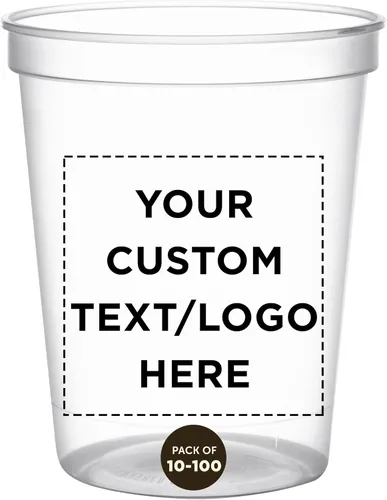 Vista 7 de DISCOUNT PROMOS Vasos de plástico personalizados para estadios, 16 onzas, juego de 100, paquete personalizado a granel, perfecto para cumpleaños