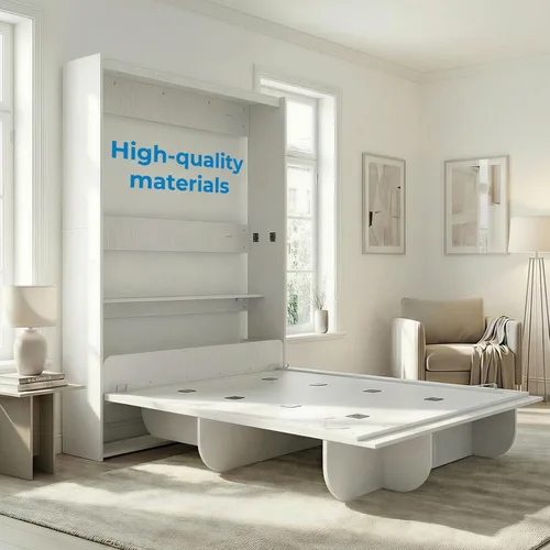 Vista 2 de Mjkone Cama Murphy de pared vertical Queen con estante de almacenamiento