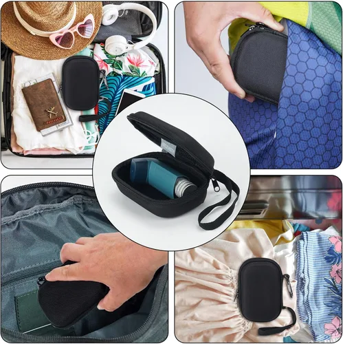 Vista 3 de MGZNMTY Estuche para inhalador de asma, almacenamiento y viaje, práctico estuche para inhalador para adultos y niños (solo estuche) (negro claro)