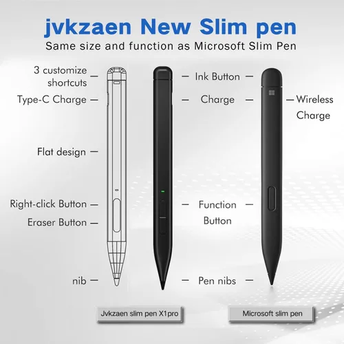 Vista 7 de Lápiz capacitivo para Microsoft Surface, JvKzaen Lápiz delgado para Surface con 4096 niveles de presión, batería de larga duración de 66H, carga