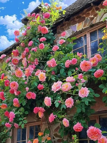 Vista 3 de Más de 400 semillas de rosas trepadoras para plantar al aire libre, flor de vid vibrante, flores ornamentales de jardín de larga duración (mezcladas)