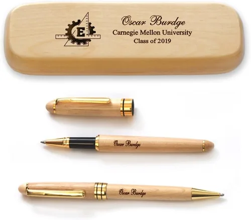 Vista 18 de Juego de bolígrafos de graduación de madera de arce macizo personalizado para médico MP-Médico-GD