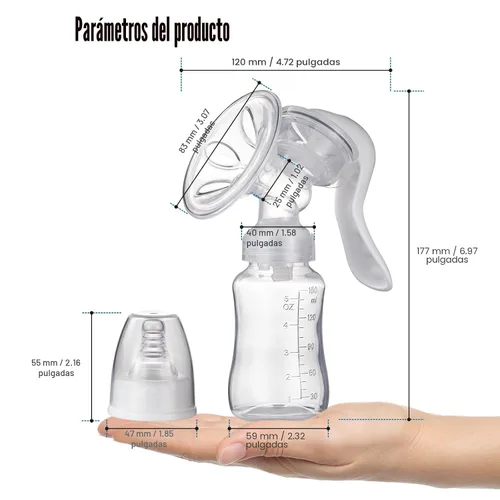Vista 7 de Extractor de Leche Manual - Bomba de Mano de Succión Ajustable de Silicona para Lactancia, Pequeño Extractor Manual Portátil de Leche Materna