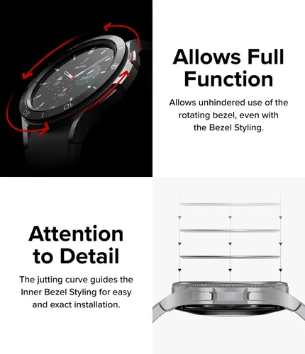 Vista 8 de Ringke Estilo de bisel interior compatible con Samsung Galaxy Watch 4 Classic 1.654 pulgadas, acero inoxidable antiarañazos anillo interior bisel