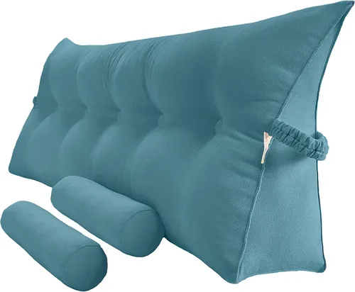 Vista 21 de Peachwell Almohada triangular de lectura para reposo en cama, cojín grande tipo cabecero, respaldo, almohada de cuña con dos almohadas cilíndricas