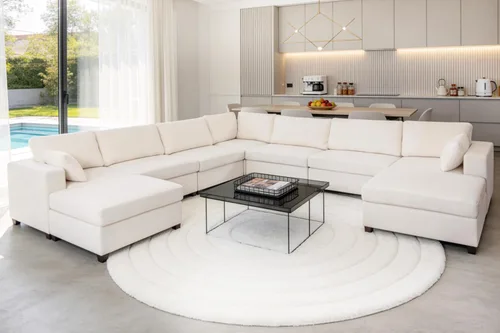 Vista 20 de 113" sofá seccional modular de gran tamaño del asiento profundo, sofá