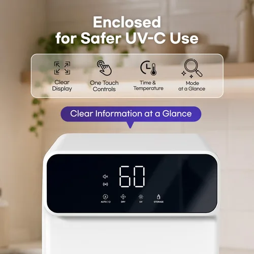 Vista 4 de HubiBaby Smart UVC LED Desinfectante y secadora para biberones, control de aplicación y ajustes de tiempo personalizados, capacidad XL para 18