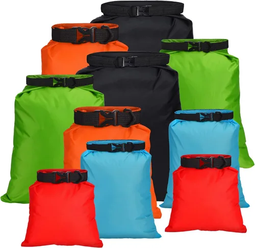 Vista 7 de LEIFIDE - 10 bolsas secas ultraligeras, impermeables, ligeras, herméticas, antidesgarros, equipo de campamento, bolsa seca portátil, paquete