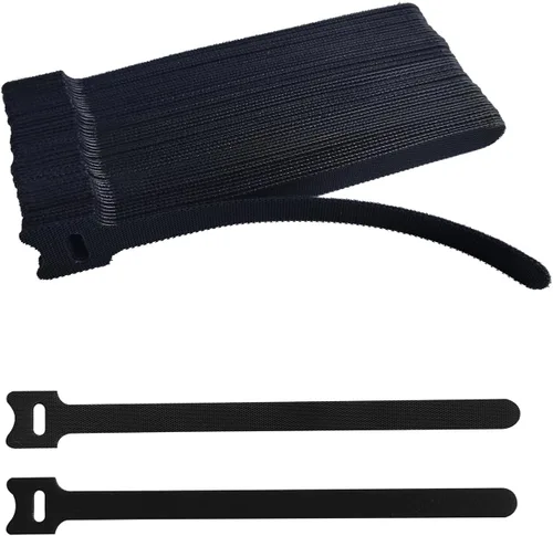 Vista 11 de 60 bridas reutilizables negras de 6 pulgadas, correas de cable ajustables multiusos, organizador de cables, gestión de cables de gancho y envoltura