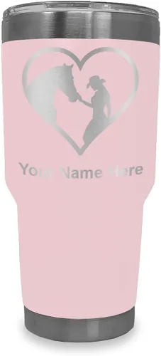 Vista 23 de LaserGram Vaso aislado al vacío de 20 onzas, corazón de vaquera de caballo, grabado personalizado incluido (negro)