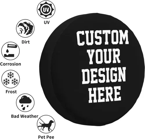 Vista 2 de Funda personalizada para neumáticos de repuesto, fundas personalizadas para neumáticos para añadir tu foto, logotipo de texto, universal, se adapta