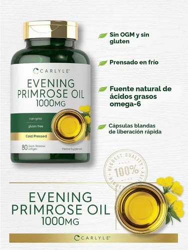 Vista 4 de Carlyle Suplemento de aceite de onagra de 1000 mg 80 cápsulas de cápsulas
