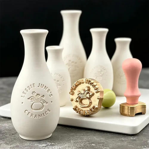Vista 5 de STAMTECH Sello de cerámica personalizado para arcilla, logotipo personalizado y sello de carta, herramienta de impresión creativa para cerámica